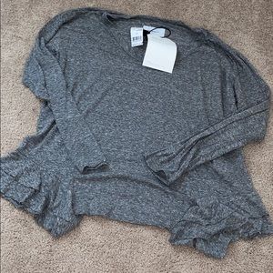 Current Elliot Long Sleeve Top with Flounce Hem